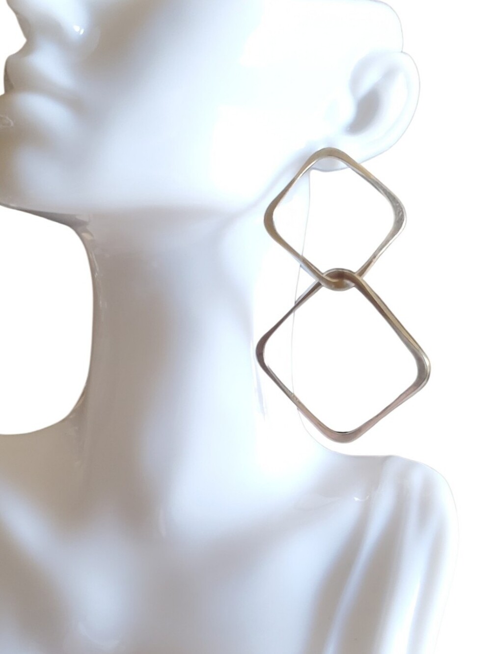 Vtg. Taxco Mexico Double Square Link Earrings